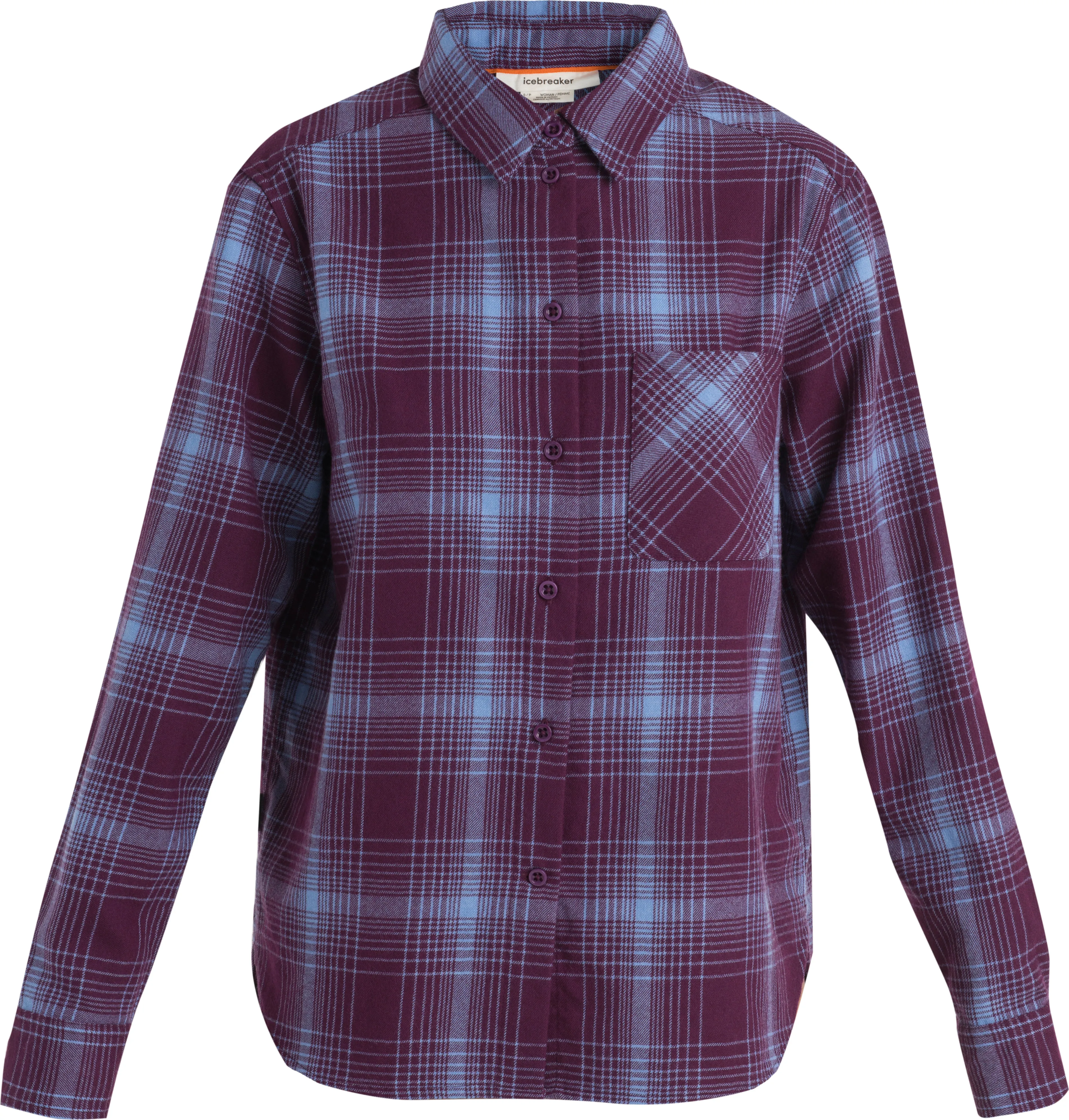 Icebreaker Women's Mer 200 Dawnder Long Sleeve Flannel Shirt, Nightshade/Kyanite