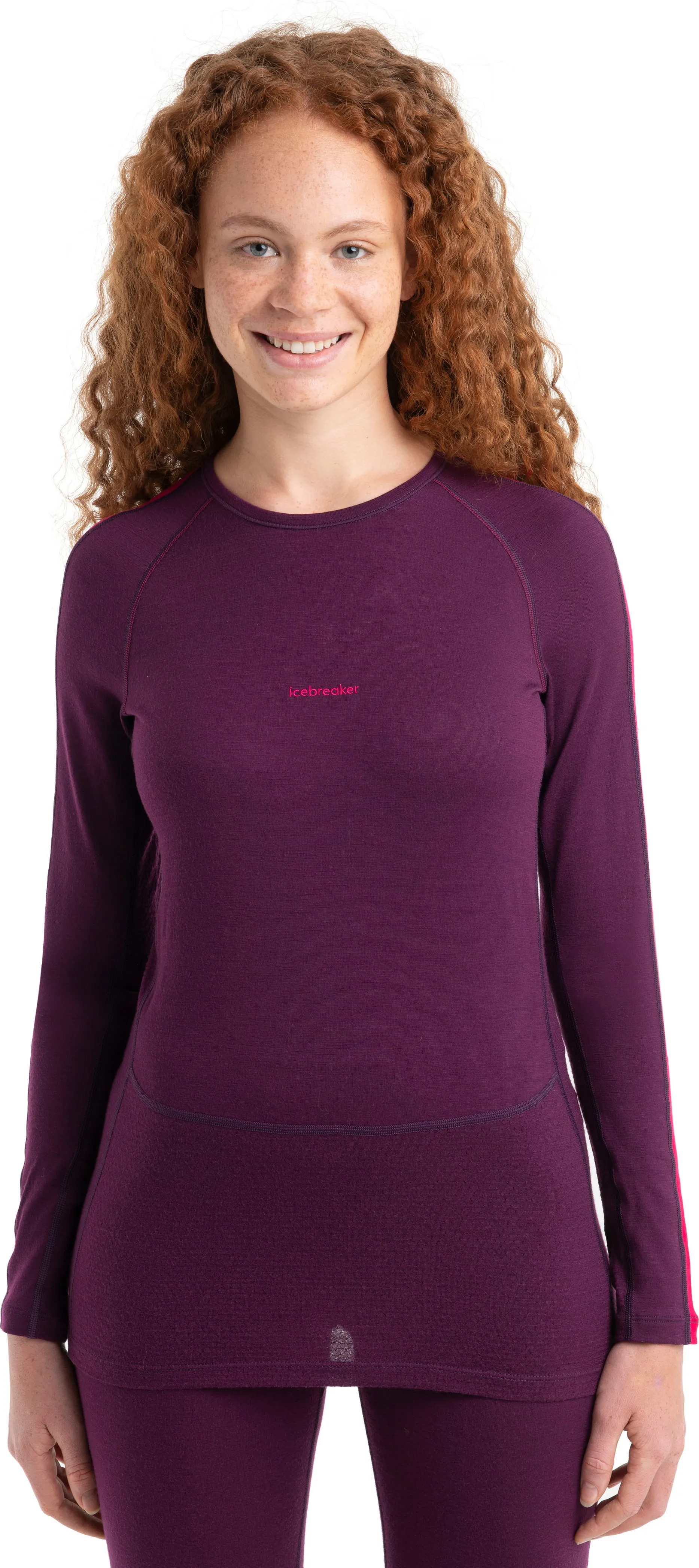 Icebreaker Women's Zoneknit 200 Long Sleeve Crewe, Nightshade/electronpnk/cb Icebreaker Women's Zoneknit 200 Long Sleeve Crewe, Nightshade/electronpnk/cb