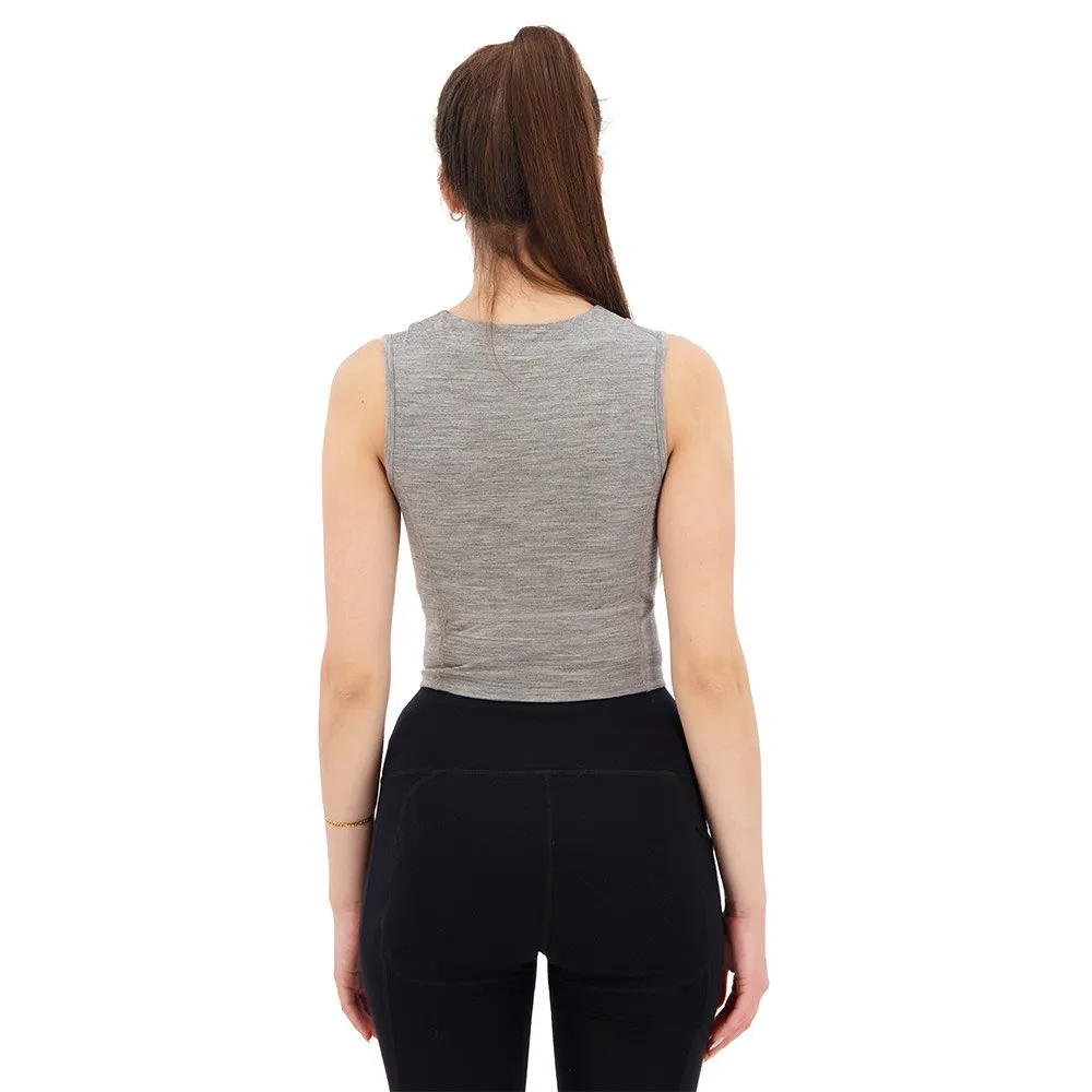 Icebreaker Zoneknit™ Cropped Geodetic ärmlös T-shirt, Metro hthr / black / aop