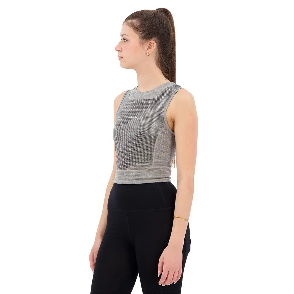 Icebreaker Zoneknit™ Cropped Geodetic ärmlös T-shirt, Metro hthr / black / aop
