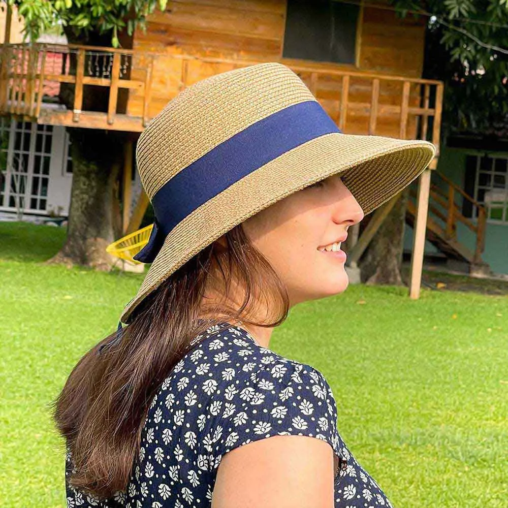 Illums Amalfi Hatt, Tan / blue