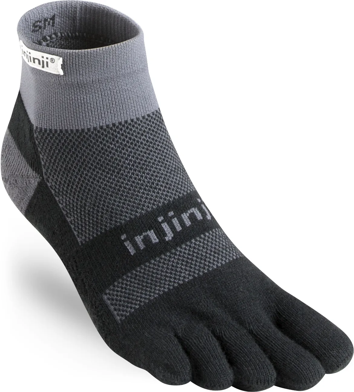 Injinji Men's Run Midweight Mini-Crew, Black Gray
