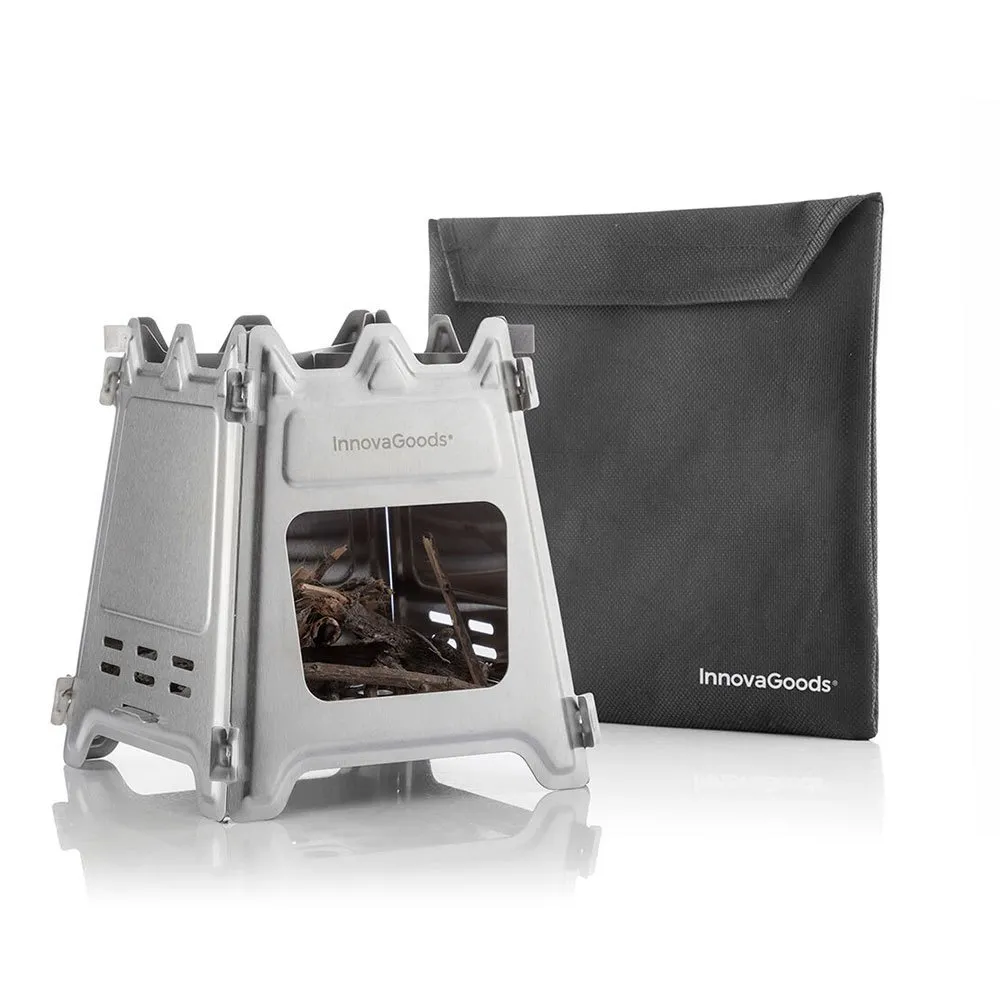 Innova Hopfällbar Vedspis För Camping, Silver, One Size