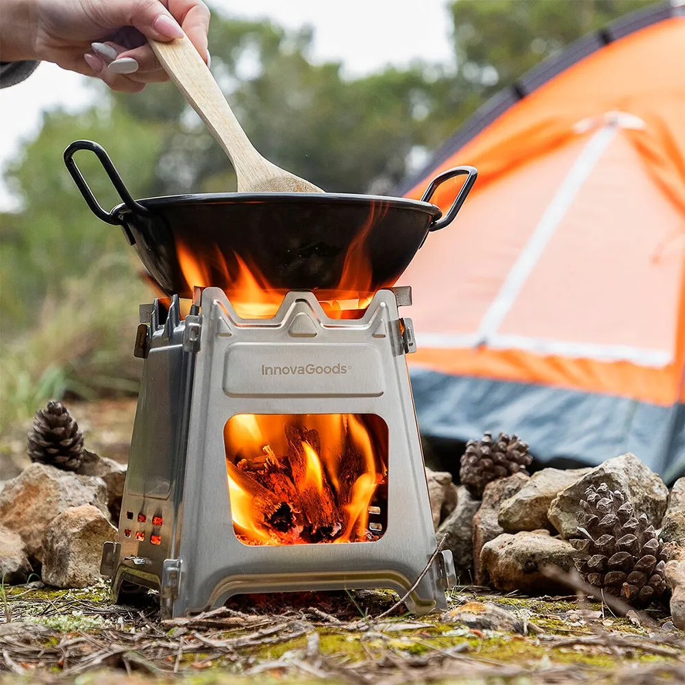 Innova Hopfällbar Vedspis För Camping, Silver, One Size