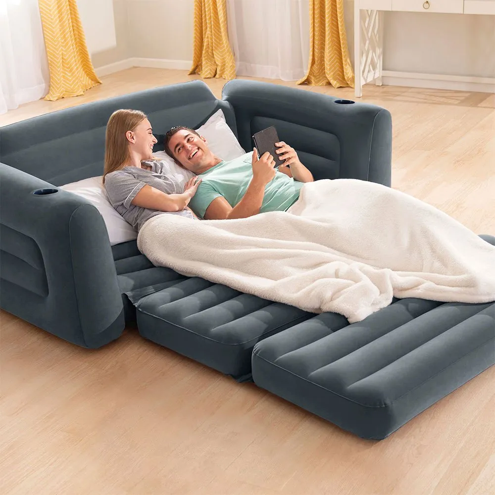 Intex 2-i-1 Uppblåsbar Bäddsoffa unisex, Grey, 203 x 224 x 66cm Intex 2-i-1 Uppblåsbar Bäddsoffa unisex, Grey, 203 x 224 x 66cm