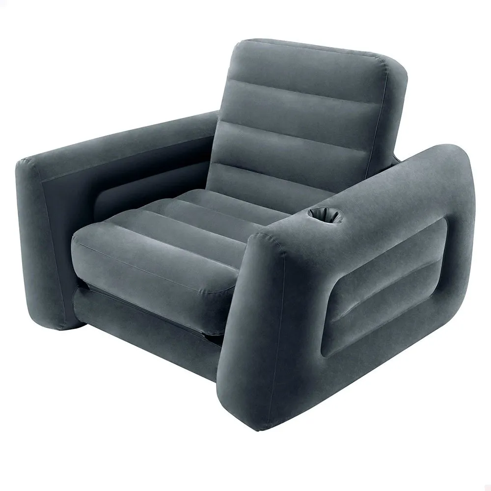 Intex 2-i-1 Uppblåsbar Stol Säng unisex, Grey, 117 x 224 x 66cm