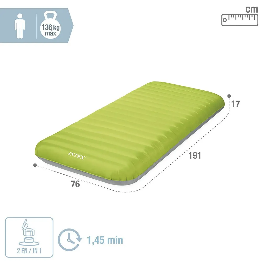 Intex 64097 Truaire 76x191x17cm Enkel Luftmadrass, Green / grey, 76 x 191 x 17cm