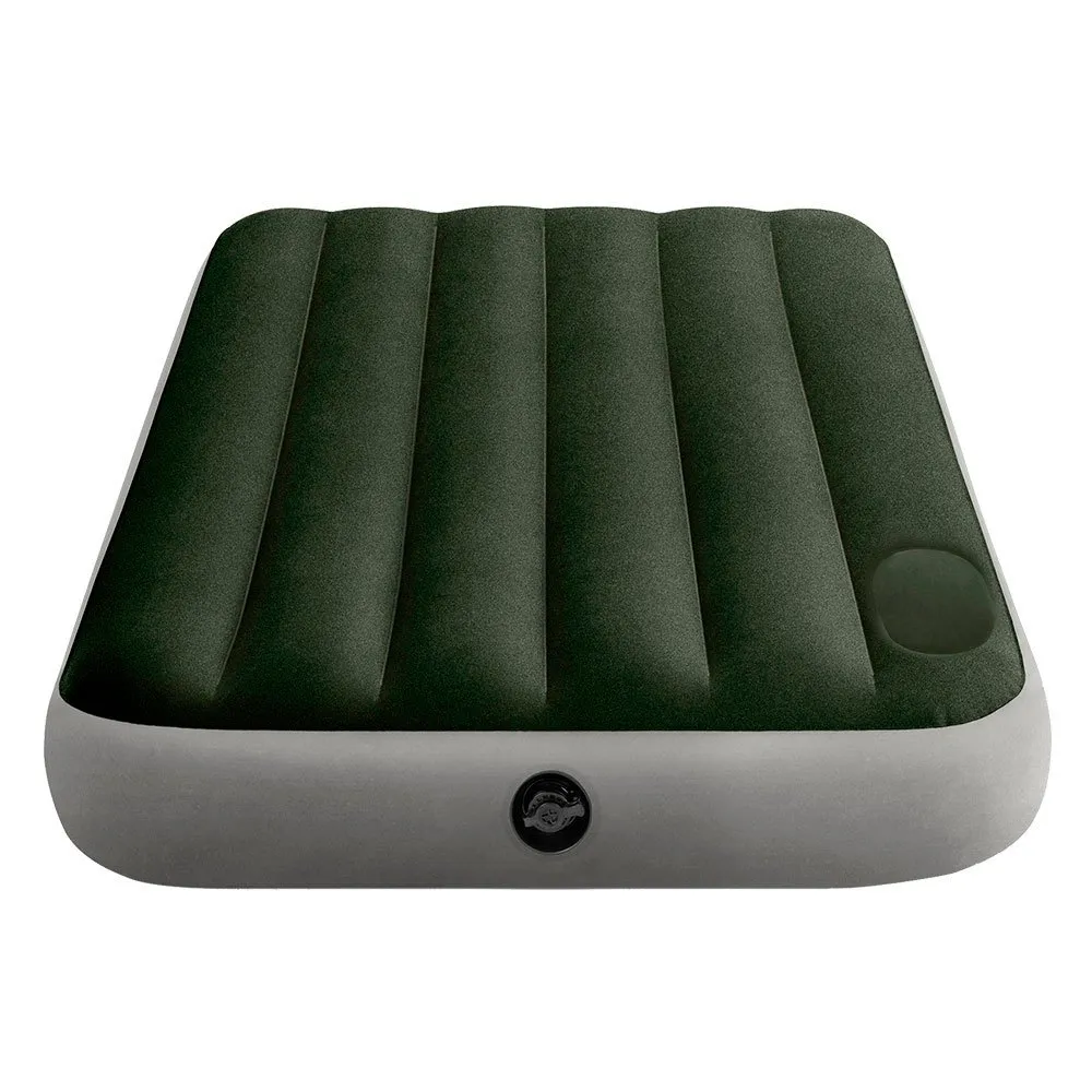 Intex Downy Fiber-tech Enkel Med Fotpump Madrass, Green / grey, 99 x 191 x 25cm Intex Downy Fiber-tech Enkel Med Fotpump Madrass, Green / grey, 99 x 191 x 25cm