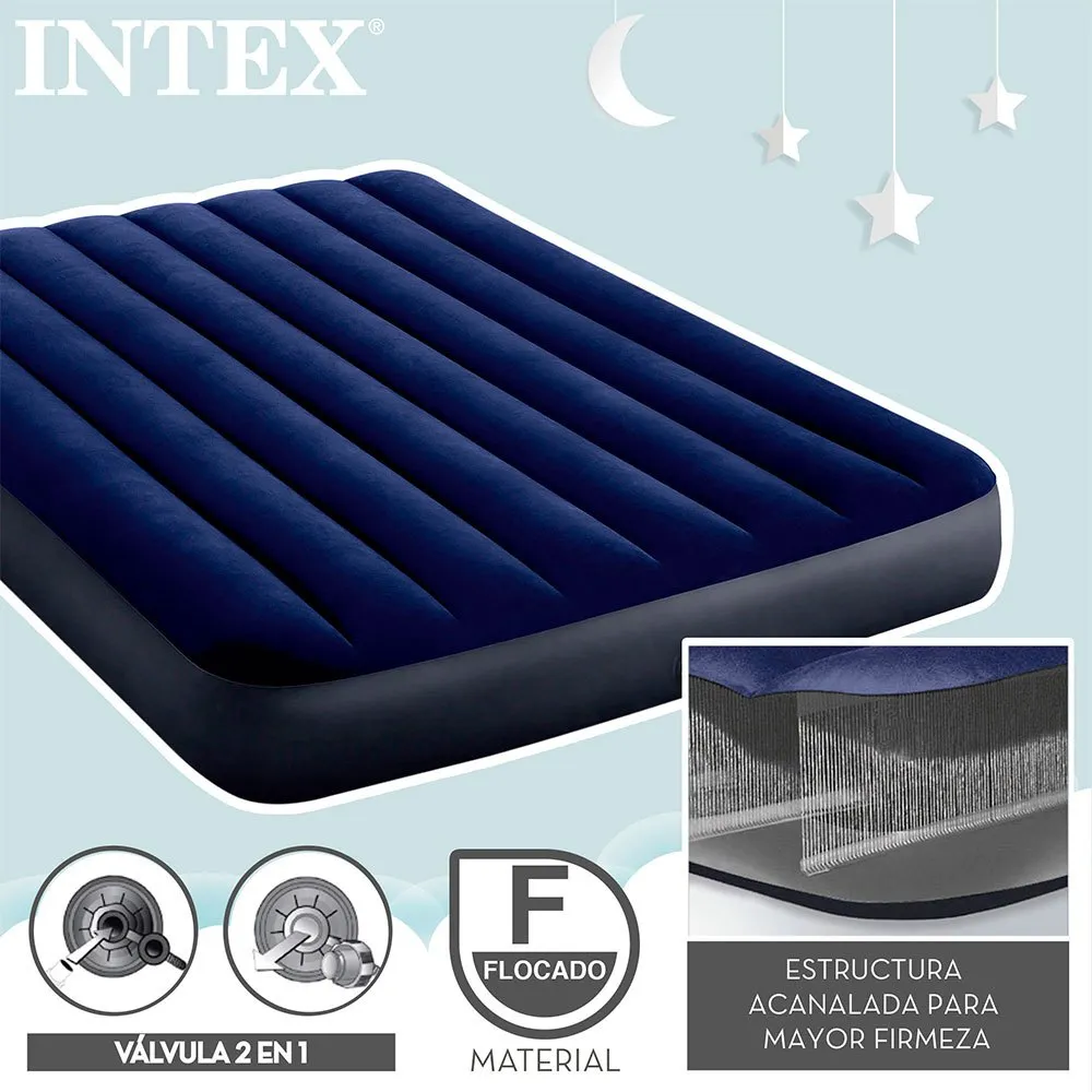 Intex Dura-beam Classic Downy Dubbel Luftmadrass, Blue, 191 x 137 x 25cm