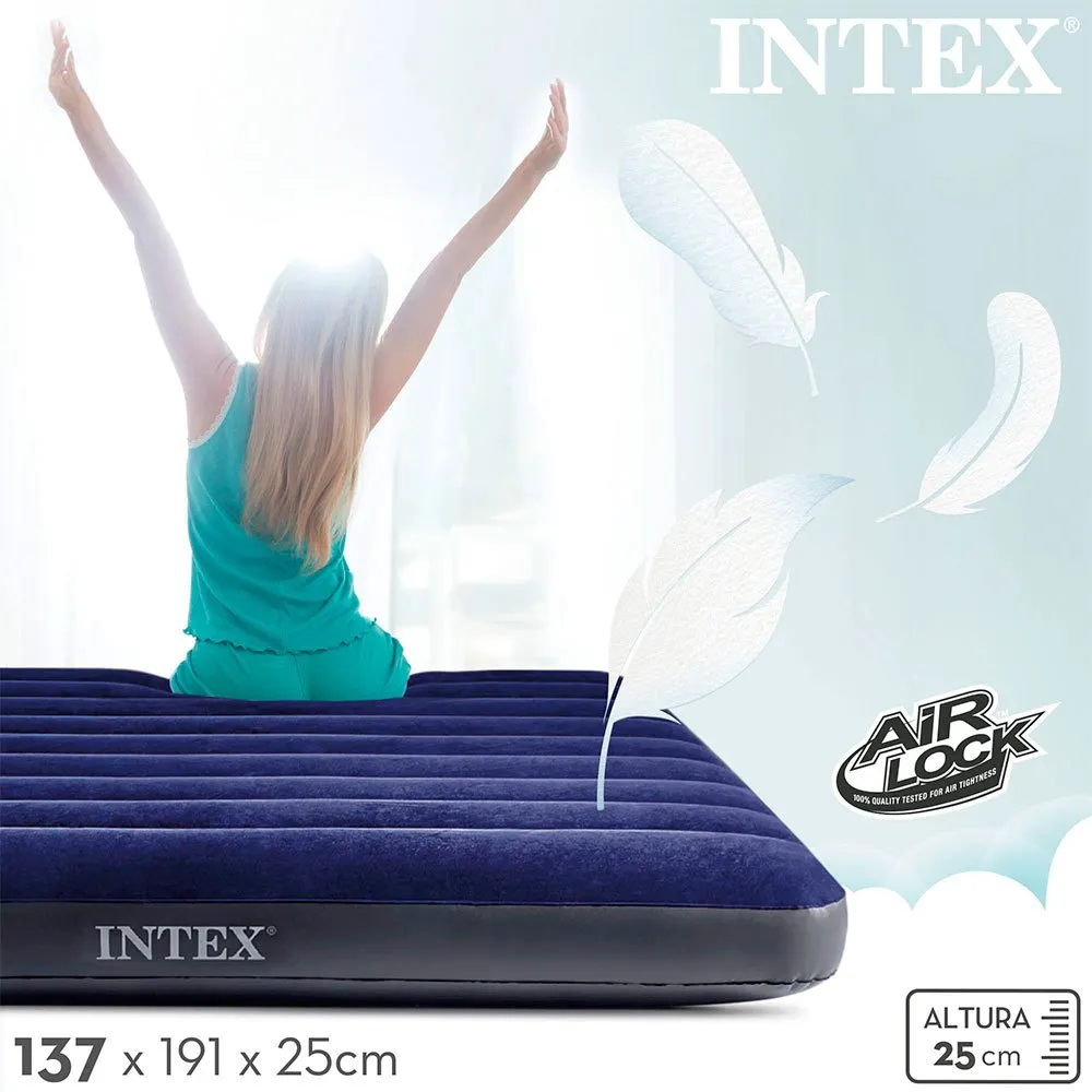 Intex Dura-beam Classic Downy Dubbel Luftmadrass, Blue, 191 x 137 x 25cm