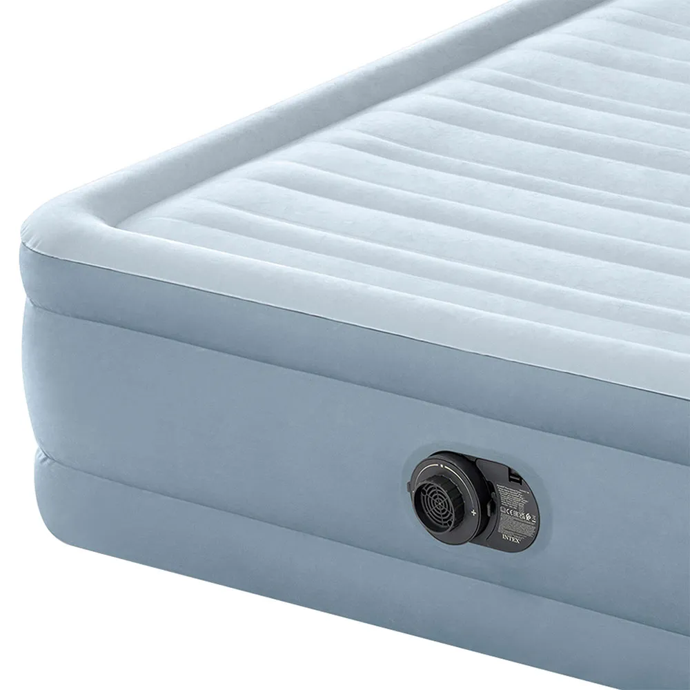 Intex Dura-beam Deluxe Plush Queen Size With Headboard Dubbel Luftmadrass, Grey, 152 x 236 x 86cm