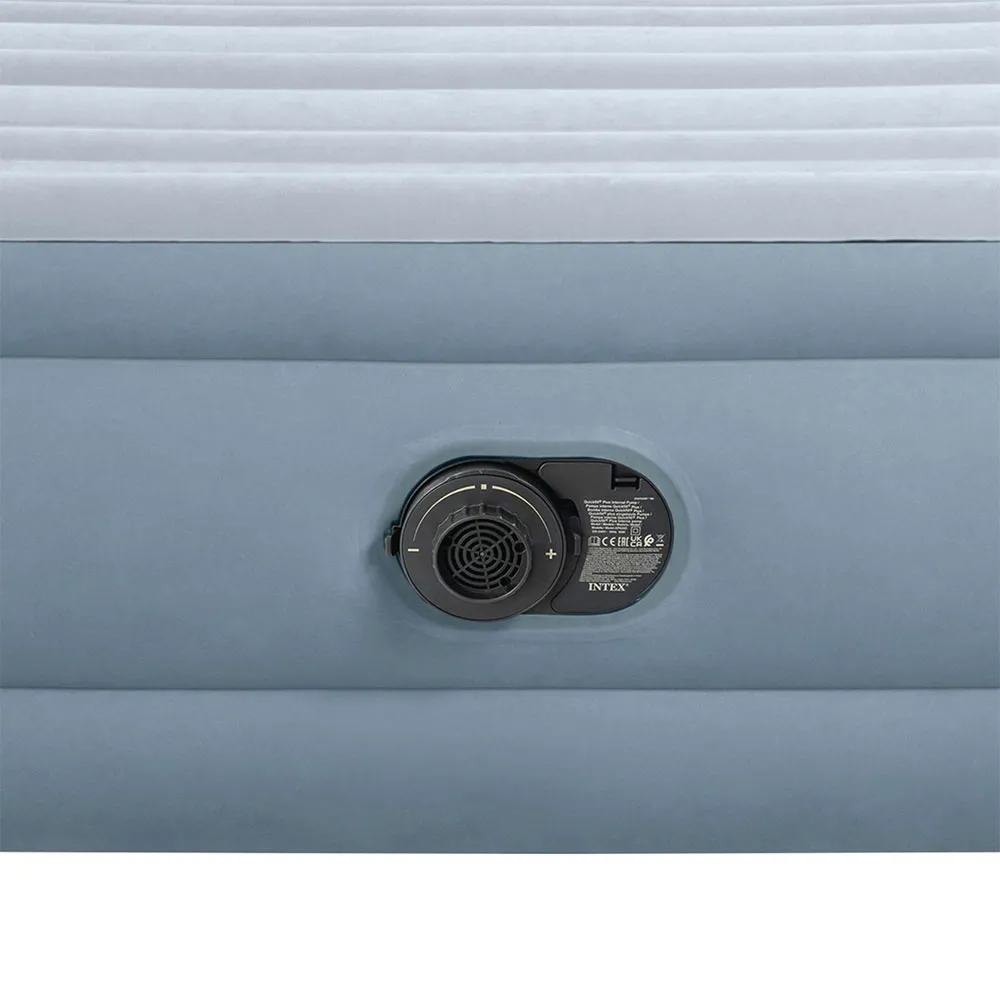 Intex Dura-beam Deluxe Plush Queen Size With Headboard Dubbel Luftmadrass, Grey, 152 x 236 x 86cm