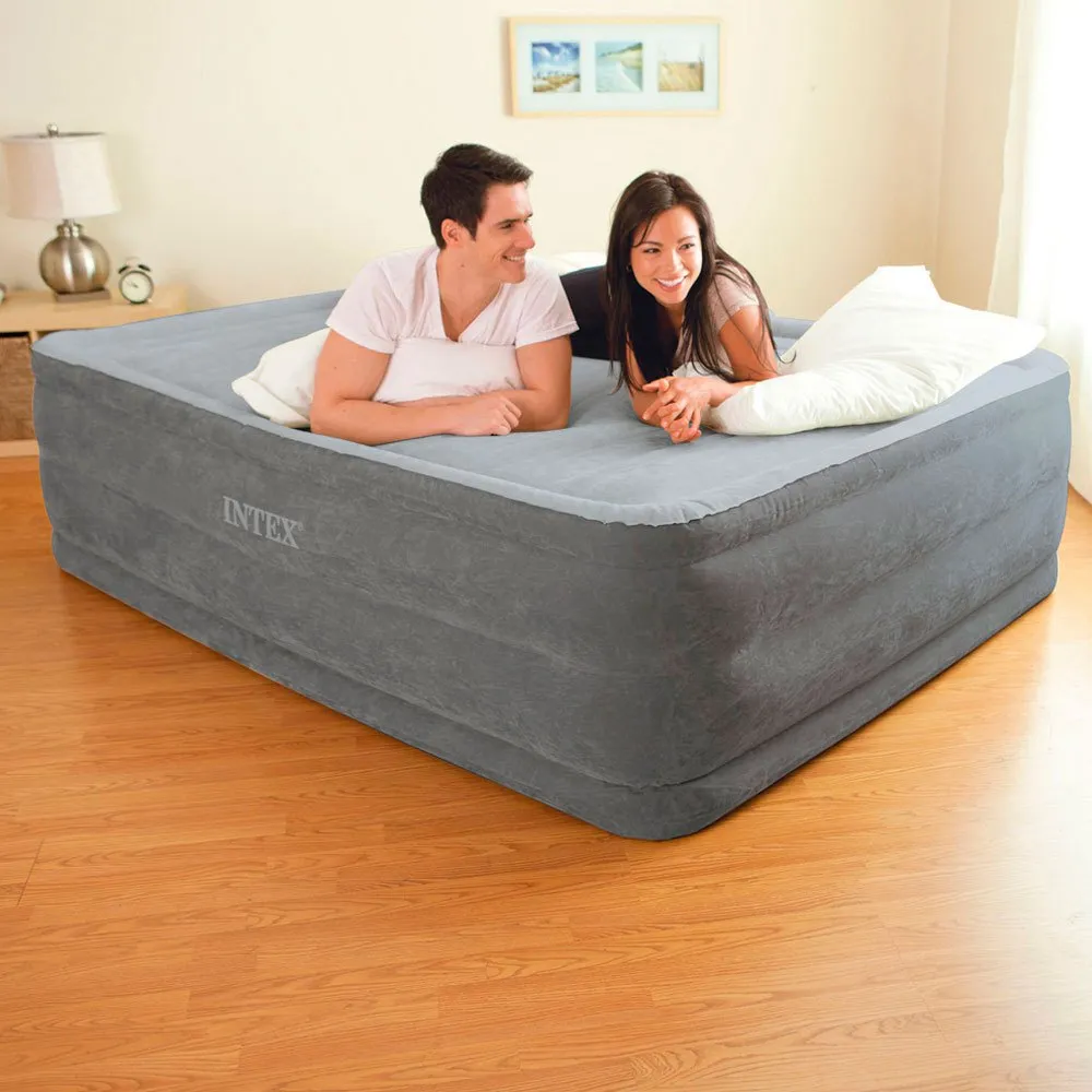 Intex Dura-beam Plus Comfortplush Luftmadrass, Grey, 152 x 203 x 56cm