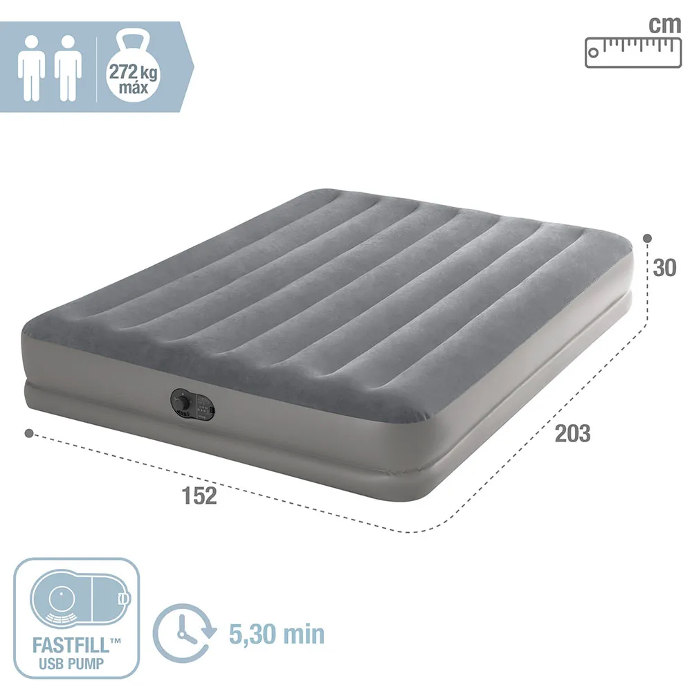Intex Dura Beam Queen Luftmadrass, Grey, One Size