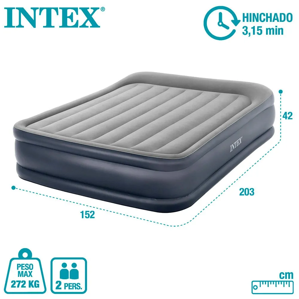 Intex Dura-beam Standard Deluxe Pillow N2 Luftmadrass, Grey, 152 x 203 x 42cm