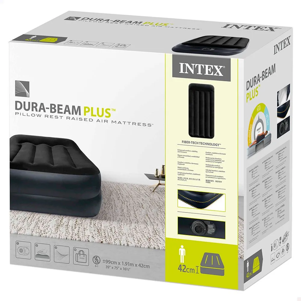 Intex Dura-beam Standard Pillow Rest Luftmadrass Refurbished, Black, 99 x 191 x 30cm