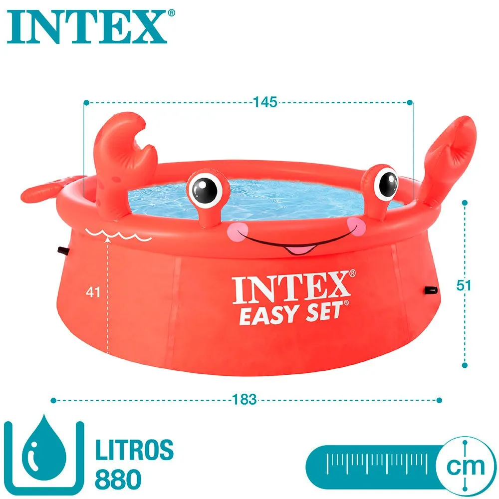 Intex Easy Set Crab Ø183x51cm Rund Uppblåsbar Pool unisex, Red, 183 x 51cm