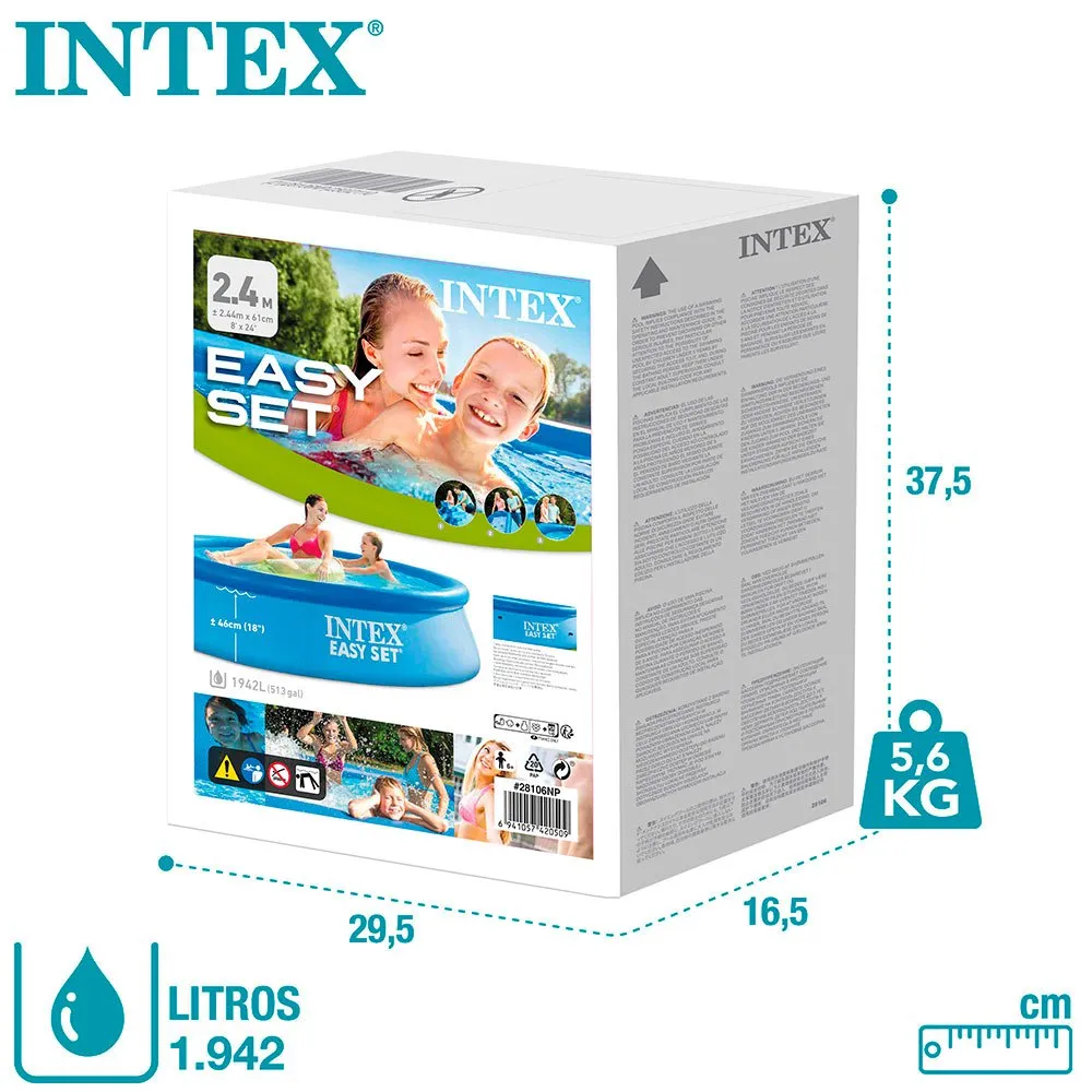Intex Easy Set Uppblåsbar Pool 244x61 Cm unisex, Blue, 244 x 61cm