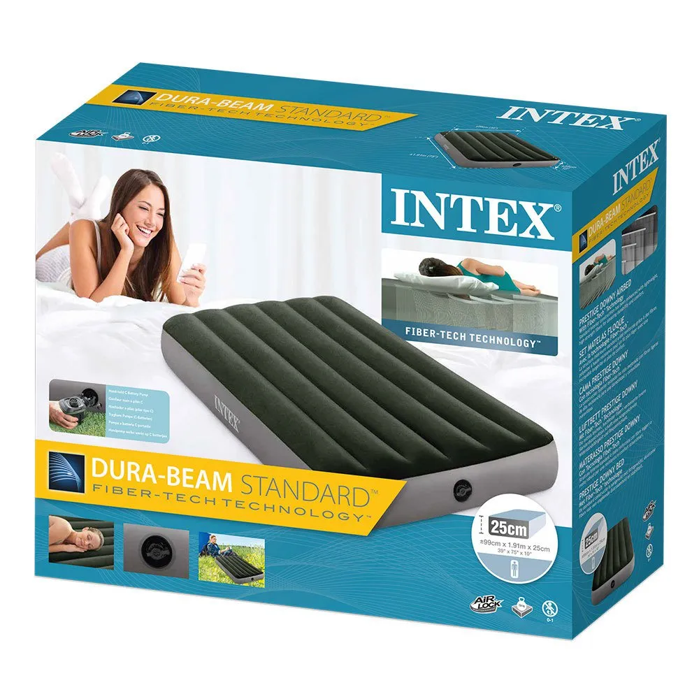 Intex Enkel Luftmadrass Med Fläkt Och Fibertech, Multicolor, One Size