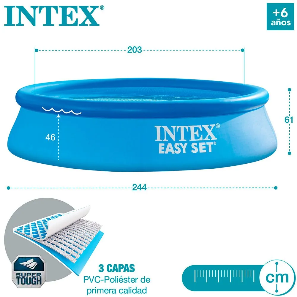 Intex Enkel Uppsättning Med Filterpatronpump Pool 244x61 Cm unisex, Blue, 244 x 61cm