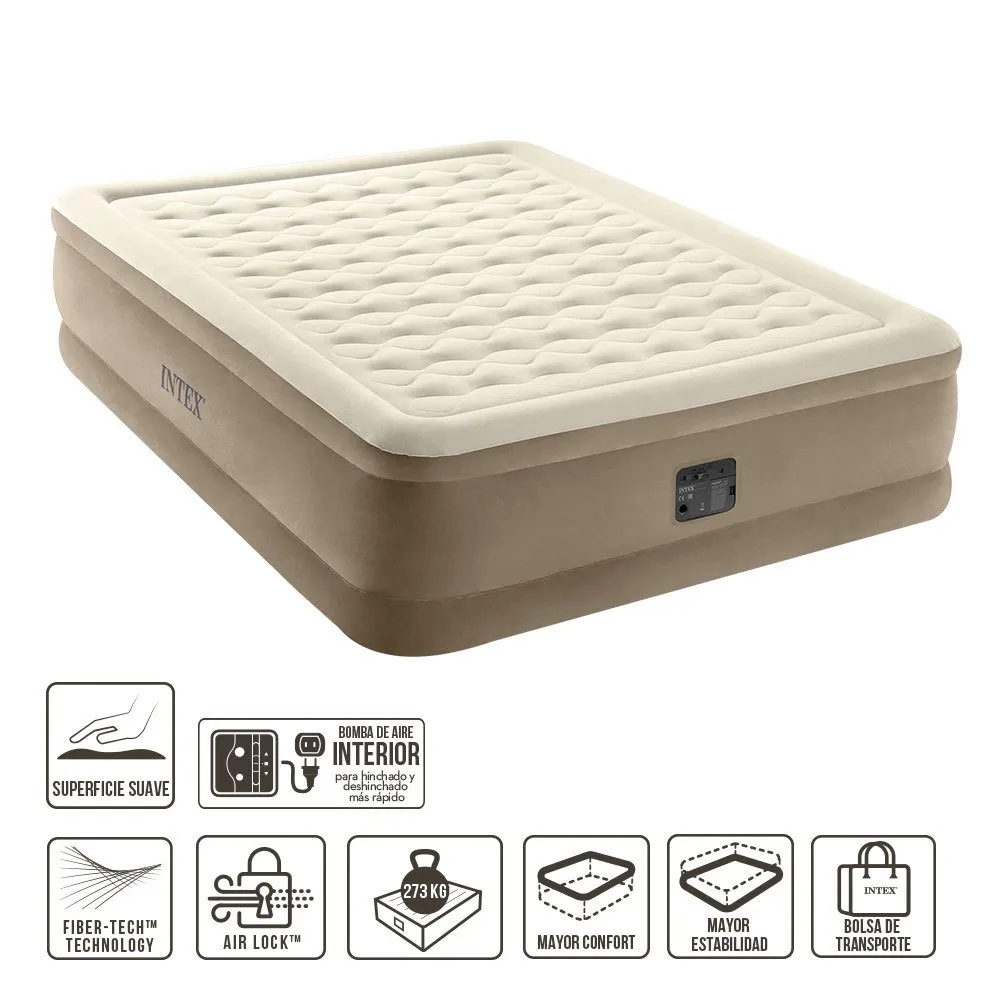 Intex Extra Mjuk Luftmadrass I Queen Size, Beige, One Size