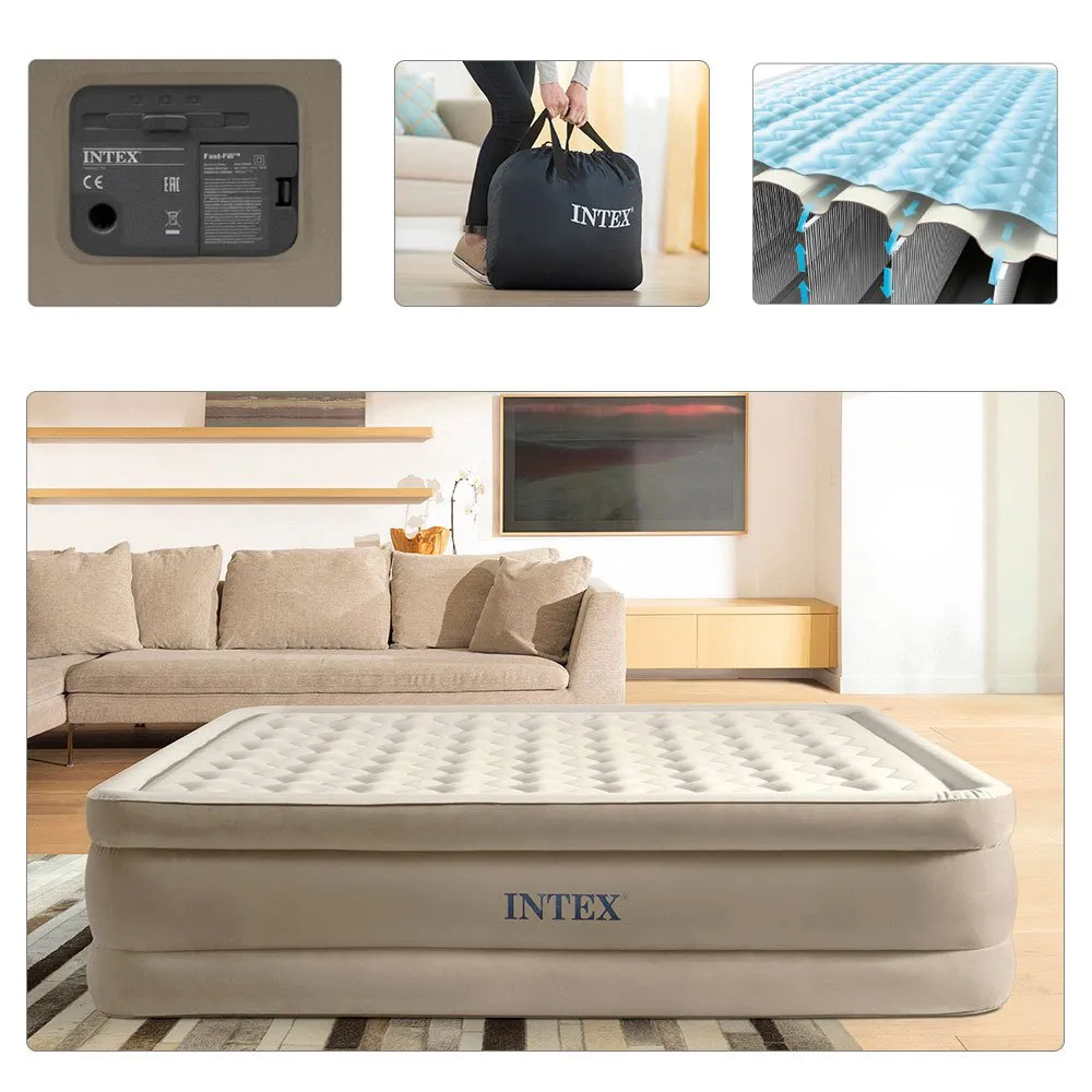 Intex Extra Mjuk Luftmadrass I Queen Size, Beige, One Size