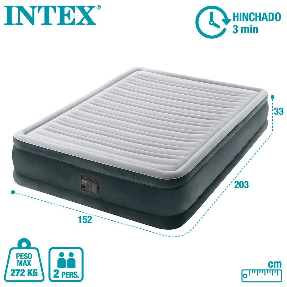 Intex Fiber-tech Comfort Plush Luftmadrass, Grey, 152 x 203 x 33cm Intex Fiber-tech Comfort Plush Luftmadrass, Grey, 152 x 203 x 33cm