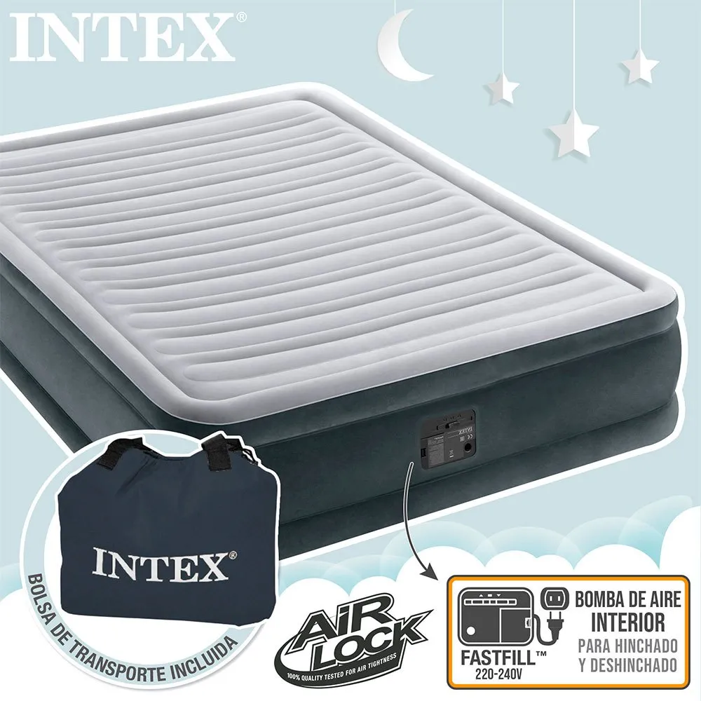 Intex Fiber-tech Comfort Plush Luftmadrass, Grey, 152 x 203 x 33cm Intex Fiber-tech Comfort Plush Luftmadrass, Grey, 152 x 203 x 33cm