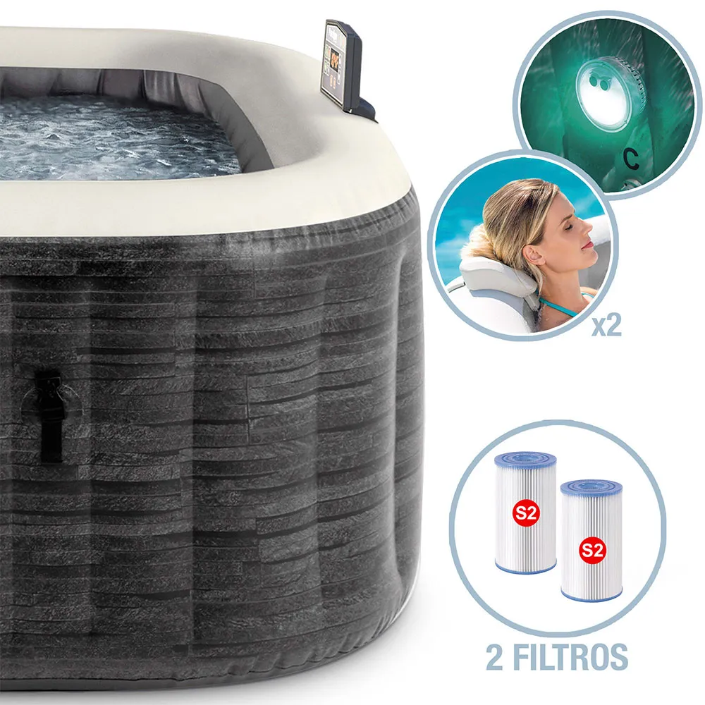 Intex Greystone Deluxe 175x175x71 Cm Uppblåsbart Spa unisex, Grey, 795L