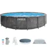 Intex Greywood Prism Premium Ø 457x122 Cm Stål Rund Ovanmarkspool unisex, Grey / blue, 16805L