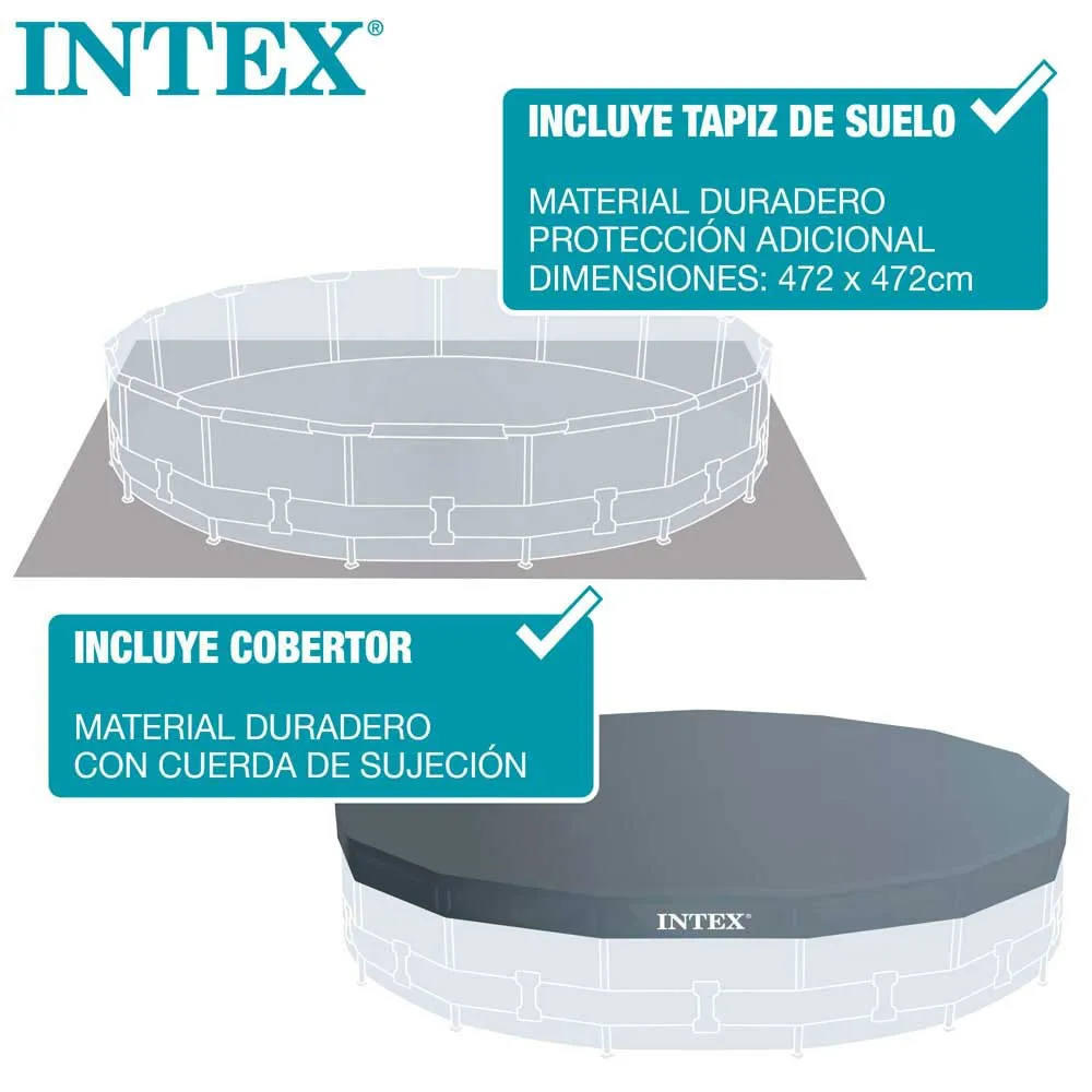 Intex Greywood Prism Premium Ø 457x122 Cm Stål Rund Ovanmarkspool unisex, Grey / blue, 16805L