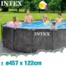 Intex Greywood Prism Premium Ø 457x122 Cm Stål Rund Ovanmarkspool unisex, Grey / blue, 16805L