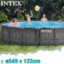 Intex Greywood Prism Premium Ø 549x122 Cm Stål Rund Ovanmarkspool unisex, Grey / blue, 24311L