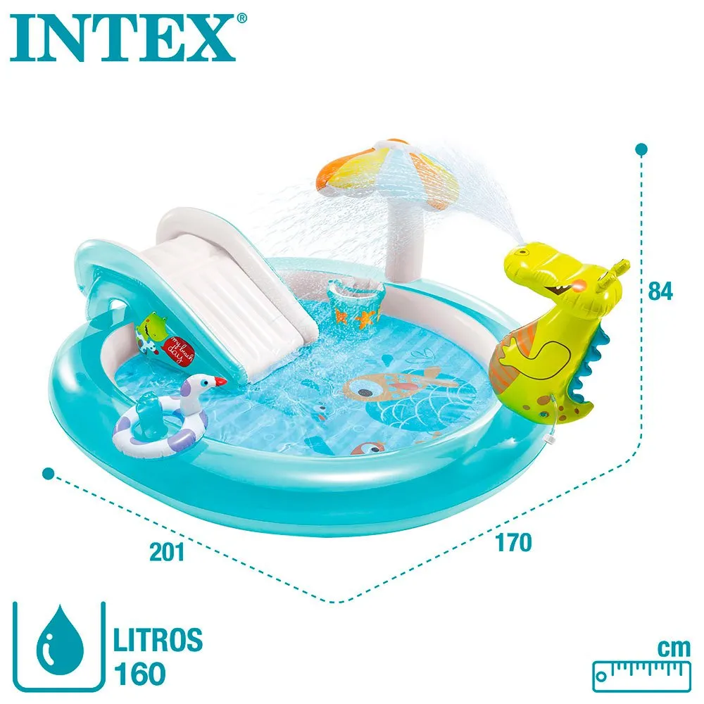 Intex Krokodil Lekcenter Med Rutschkana Och Pool unisex, Multicolor, 201 x 17 x 84cm
