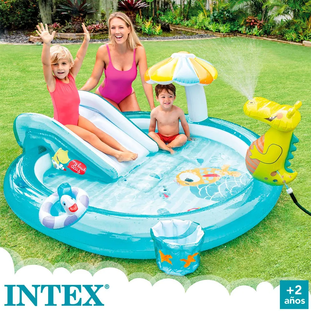 Intex Krokodil Lekcenter Med Rutschkana Och Pool unisex, Multicolor, 201 x 17 x 84cm