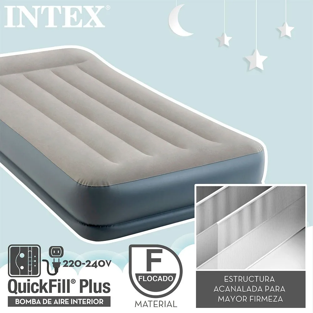 Intex Midrise Dura-beam Standard Pillow Rest Luftmadrass, Grey, 99 x 191 x 30cm