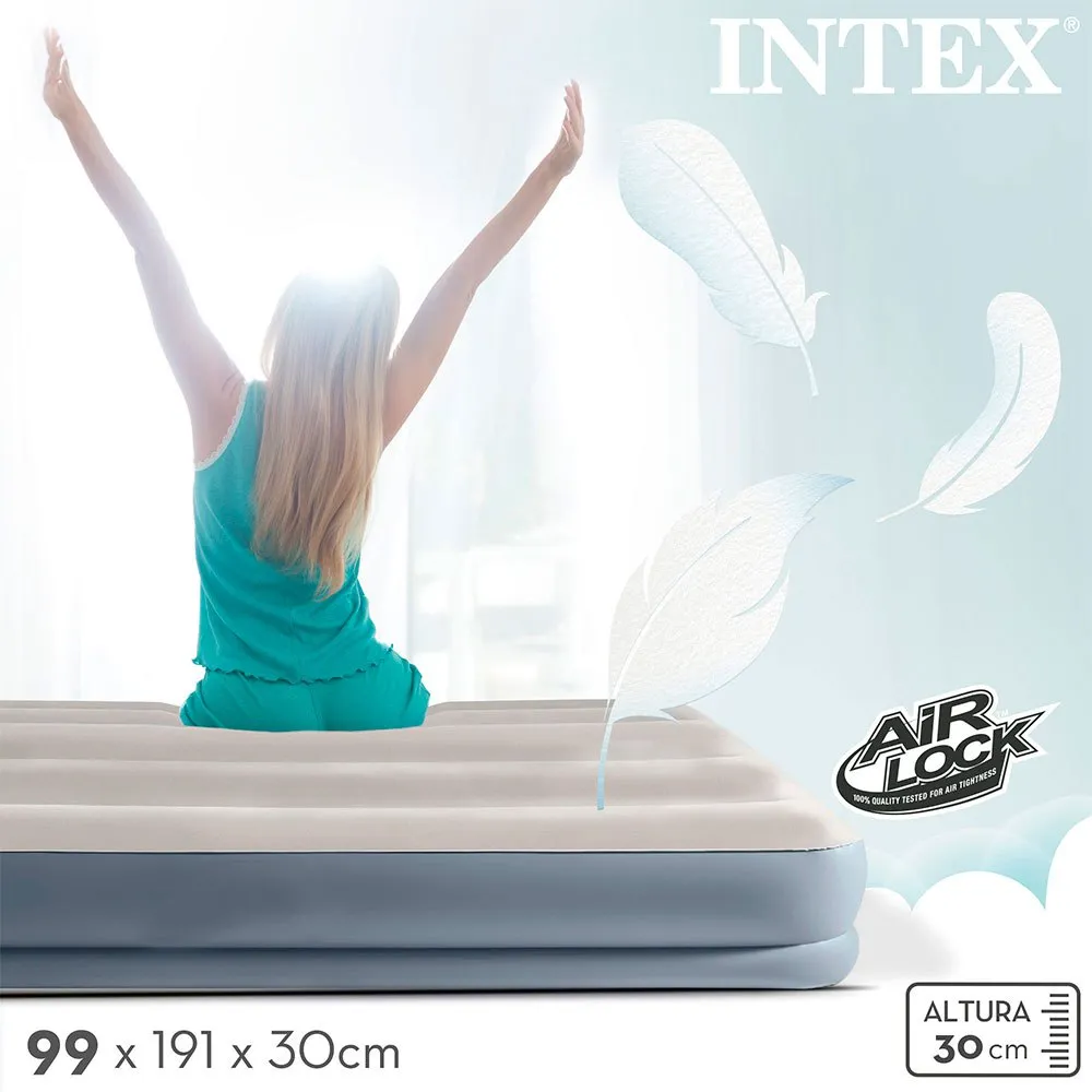 Intex Midrise Dura-beam Standard Pillow Rest Luftmadrass, Grey, 99 x 191 x 30cm