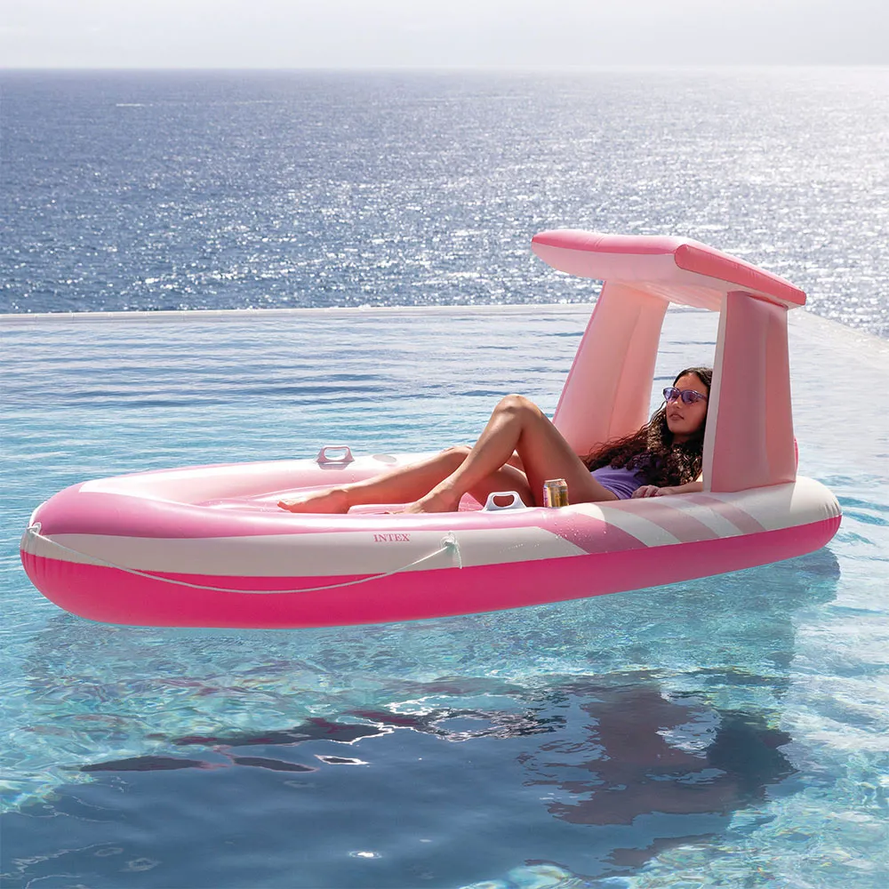 Intex Pink Paradise 244x119x97 Cm Luftmadrass För Pool unisex, Pink / white, One Size