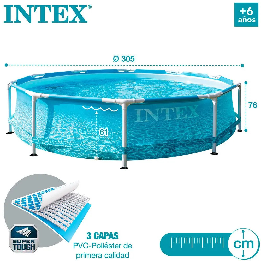 Intex Pool Med Metallram För Stranden 305x76 Cm unisex, Blue, 305 x 76cm