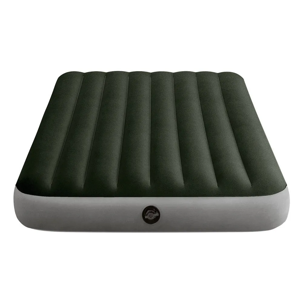 Intex Prestige Downy Dubbelsäng Med Pump Och Fiber-tech-madrass, Green / grey, 137 x 191 x 25cm