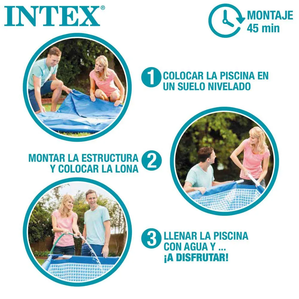Intex Prism 400x200x122 Cm Stål Rektangulär Ovanmarkspool Med Ram unisex, Grey / blue, 8418L Intex Prism 400x200x122 Cm Stål Rektangulär Ovanmarkspool Med Ram unisex, Grey / blue, 8418L