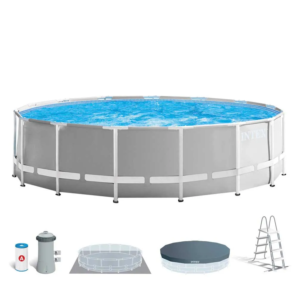 Intex Prism Ø 457x122 Cm Stål Rund Ovanmarkspool unisex, Grey / blue, 16805L