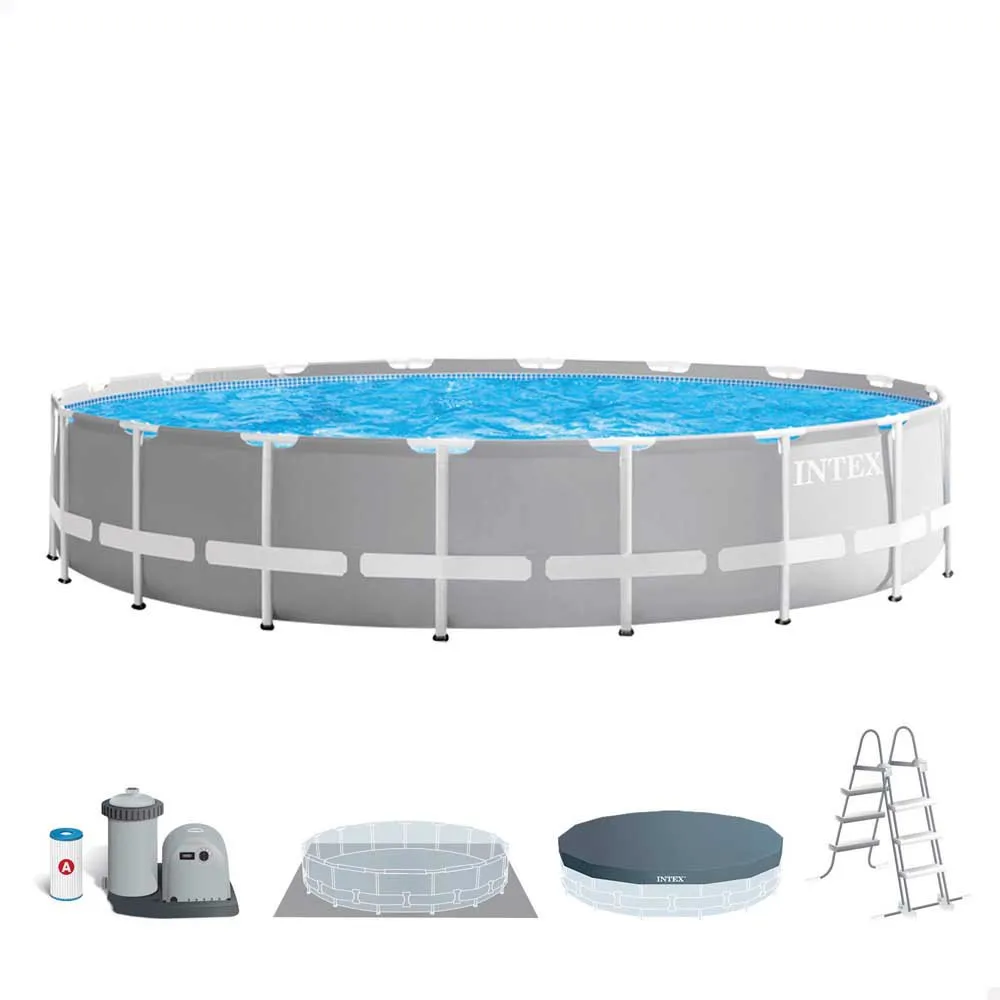 Intex Prism Ø 549x122 Cm Stål Rund Ovanmarkspool unisex, Grey / blue, 24311L