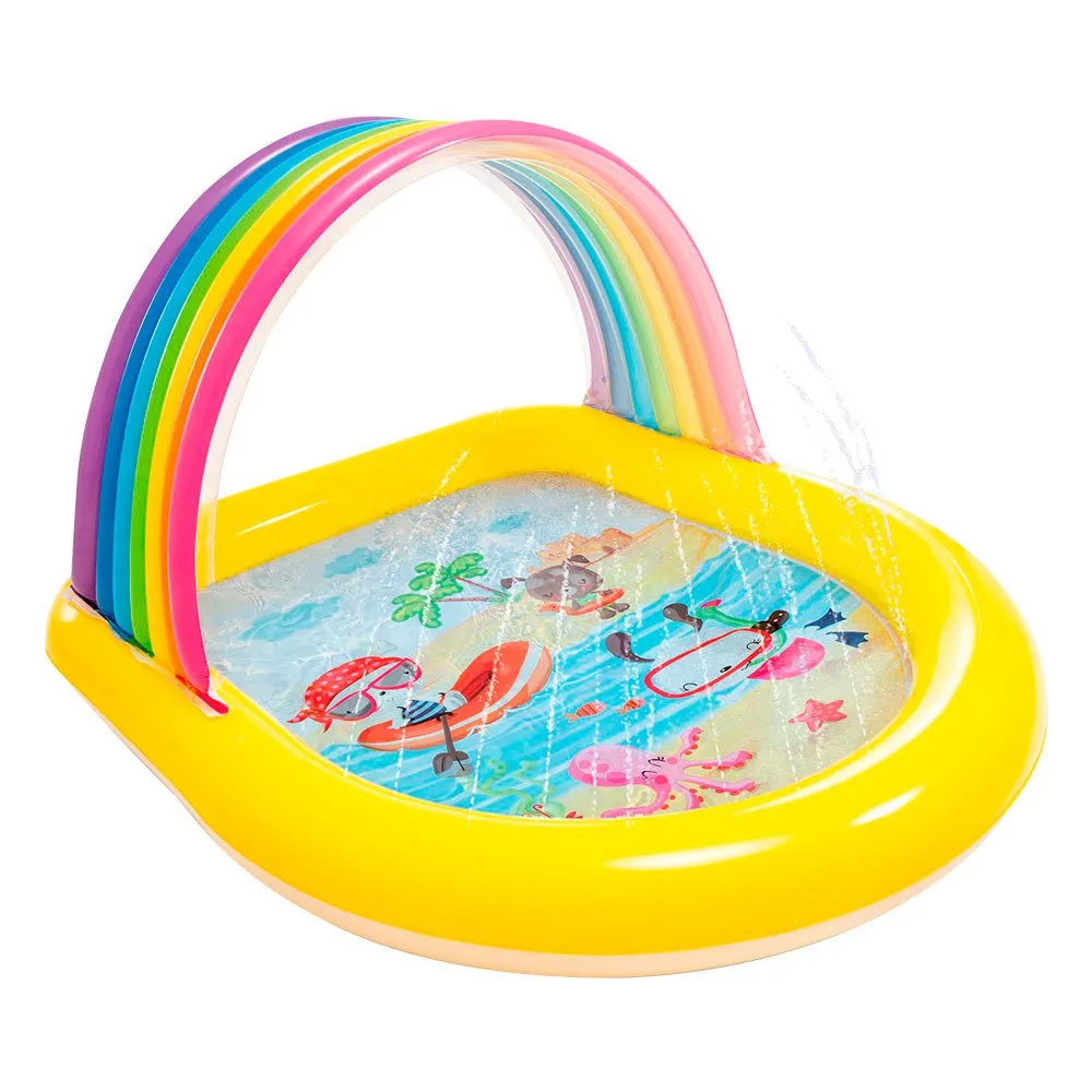 Intex Regnbågsbarn Med Baldakin Och Sprinklerpool unisex, Multi, 130 x 147 x 86cm