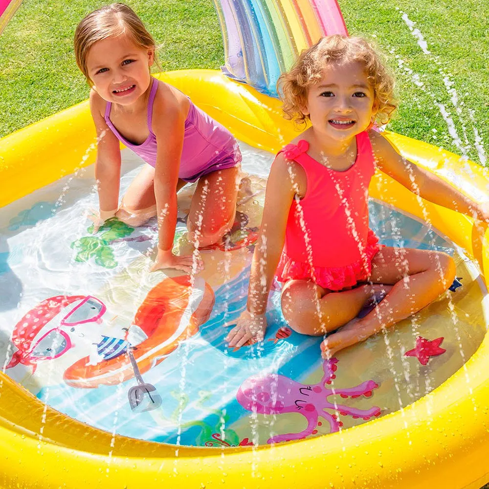 Intex Regnbågsbarn Med Baldakin Och Sprinklerpool unisex, Multi, 130 x 147 x 86cm