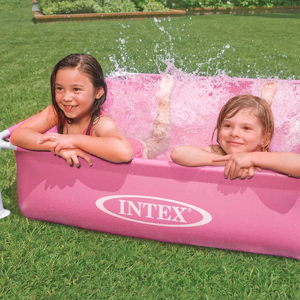 Intex Stål Ovanmarkspool Med Fyrkantig Ram 122x122x30 Cm unisex, Pink, 342L