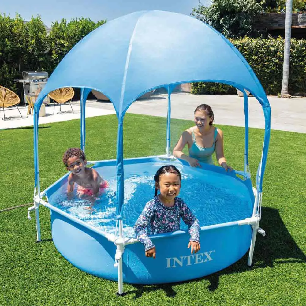 Intex Stål Rund Ovanmarkspool Med Tak 183cm unisex, Blue, 700L