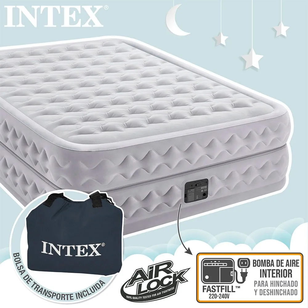 Intex Supreme Fiber-tech Dubbel Luftmadrass, Grey, 152 x 203 x 51cm