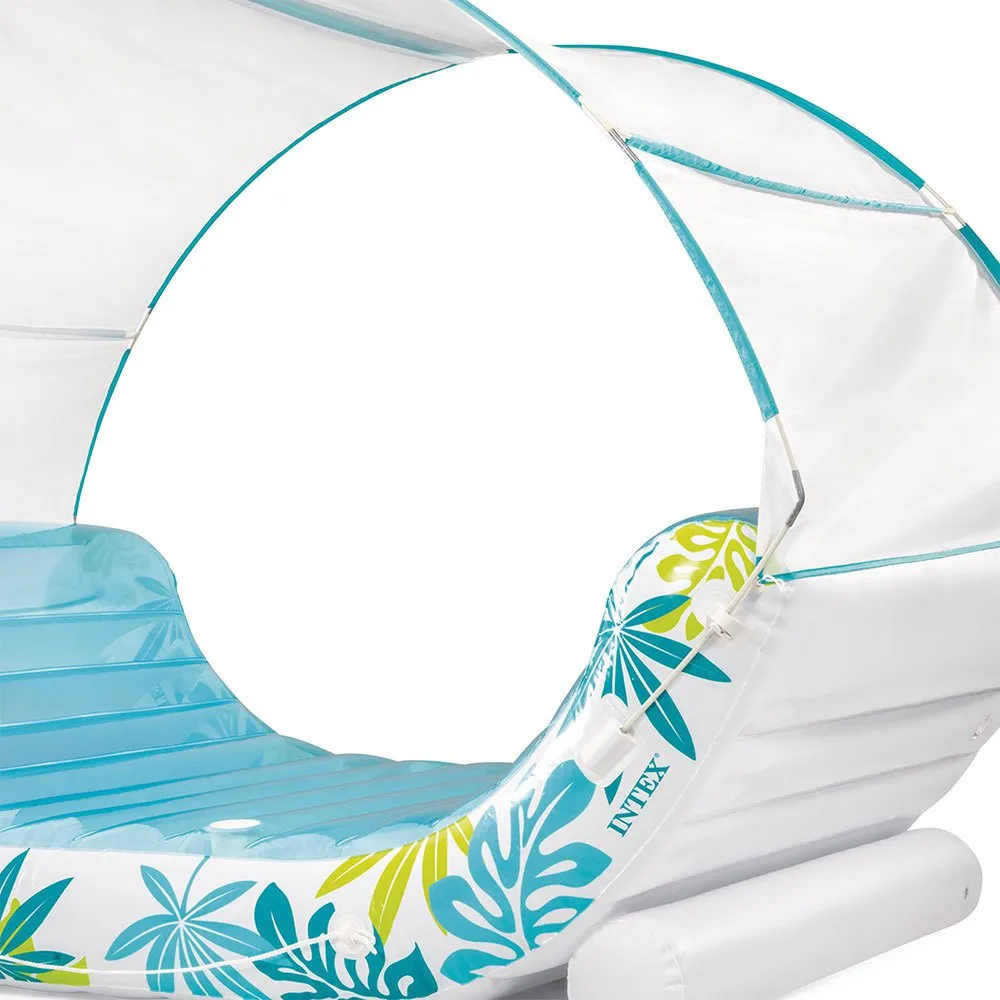 Intex Tropical Canopy Lounge Luftmadrass För Pool unisex, White / blue, 224 x 150 x 165cm