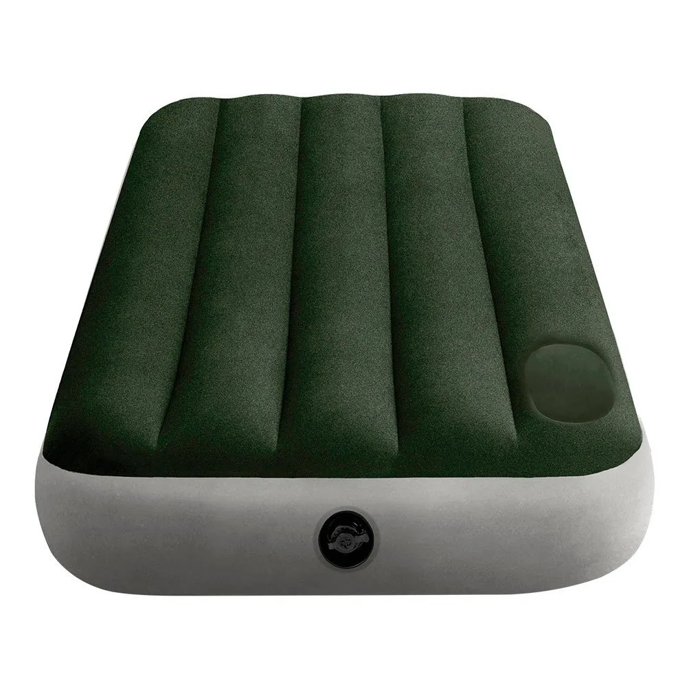 Intex Tvillingcamping Med Fiber-tech-madrass, Green / grey, 76 x 191 x 25cm